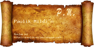 Paulik Milán névjegykártya