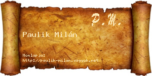 Paulik Milán névjegykártya